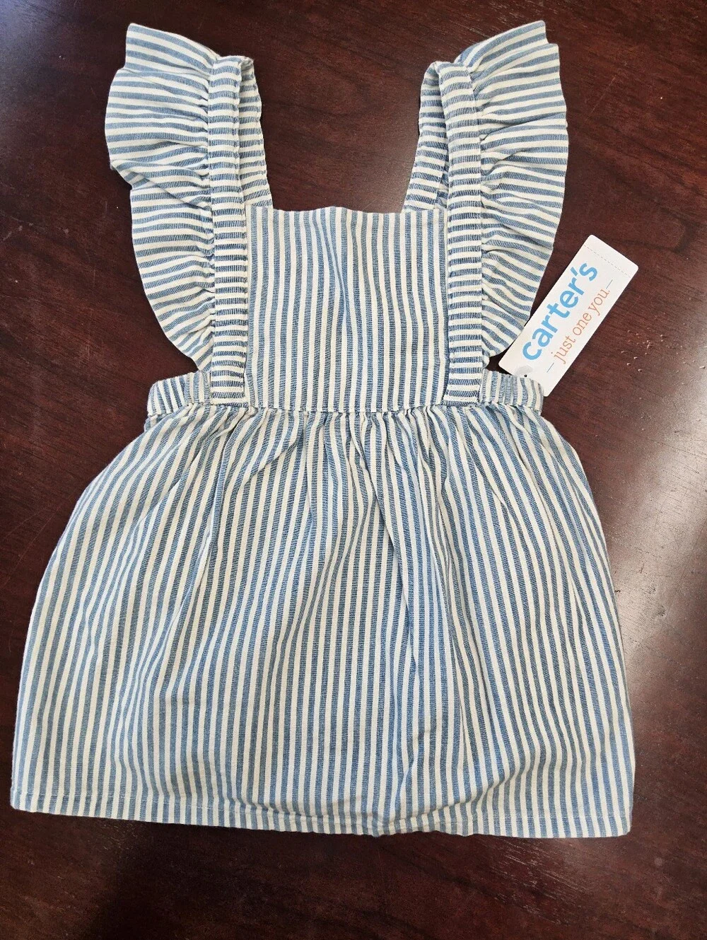 NWT Bundle of Carter's Blue & Cream Baby Girls Skirted Rompers/Dresses